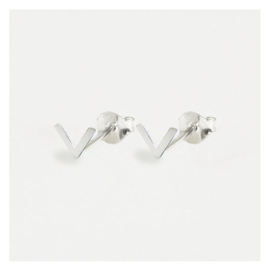 Silver Chevron V Ear Studs
