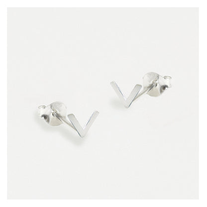 Silver Chevron V Ear Studs