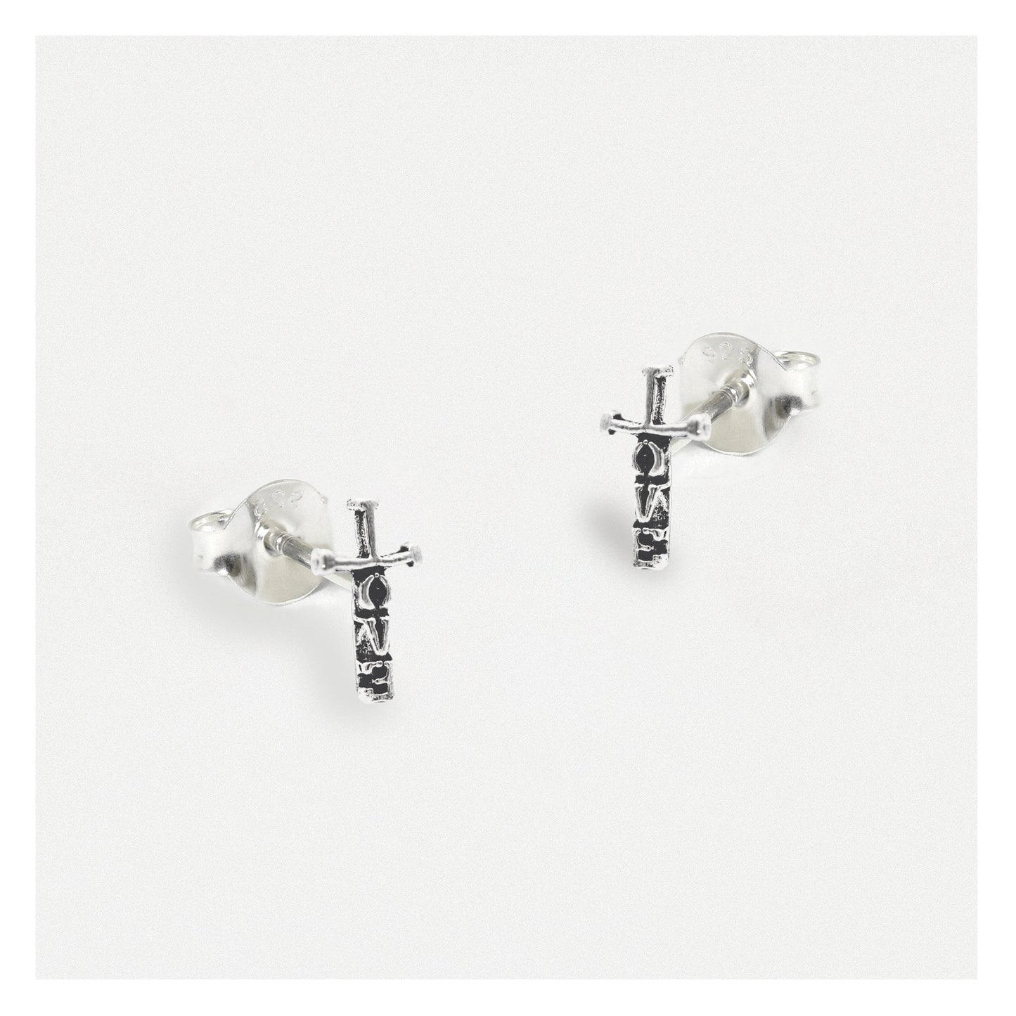 Silver Love Crosses Ear Studs