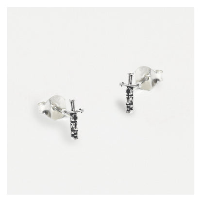 Silver Love Crosses Ear Studs