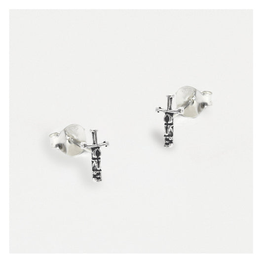 Silver Love Crosses Ear Studs