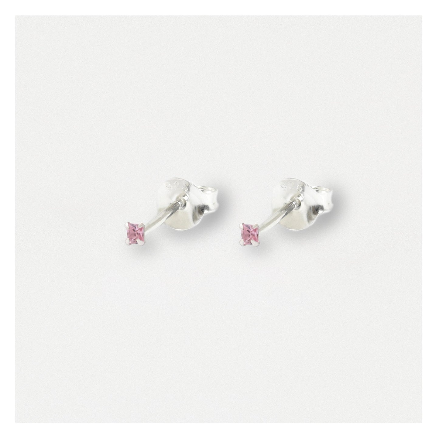 Boxed Silver Square Staple Ear Studs - 2mm