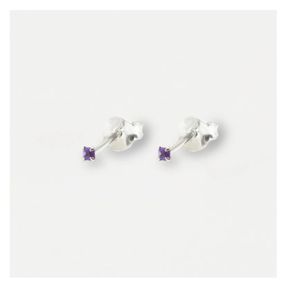 Boxed Silver Square Staple Ear Studs - 2mm