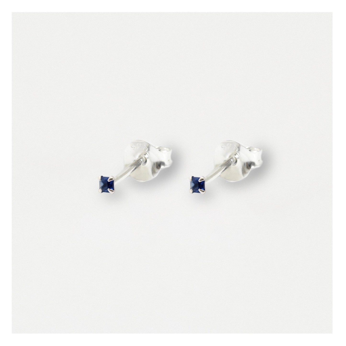 Boxed Silver Square Staple Ear Studs - 2mm