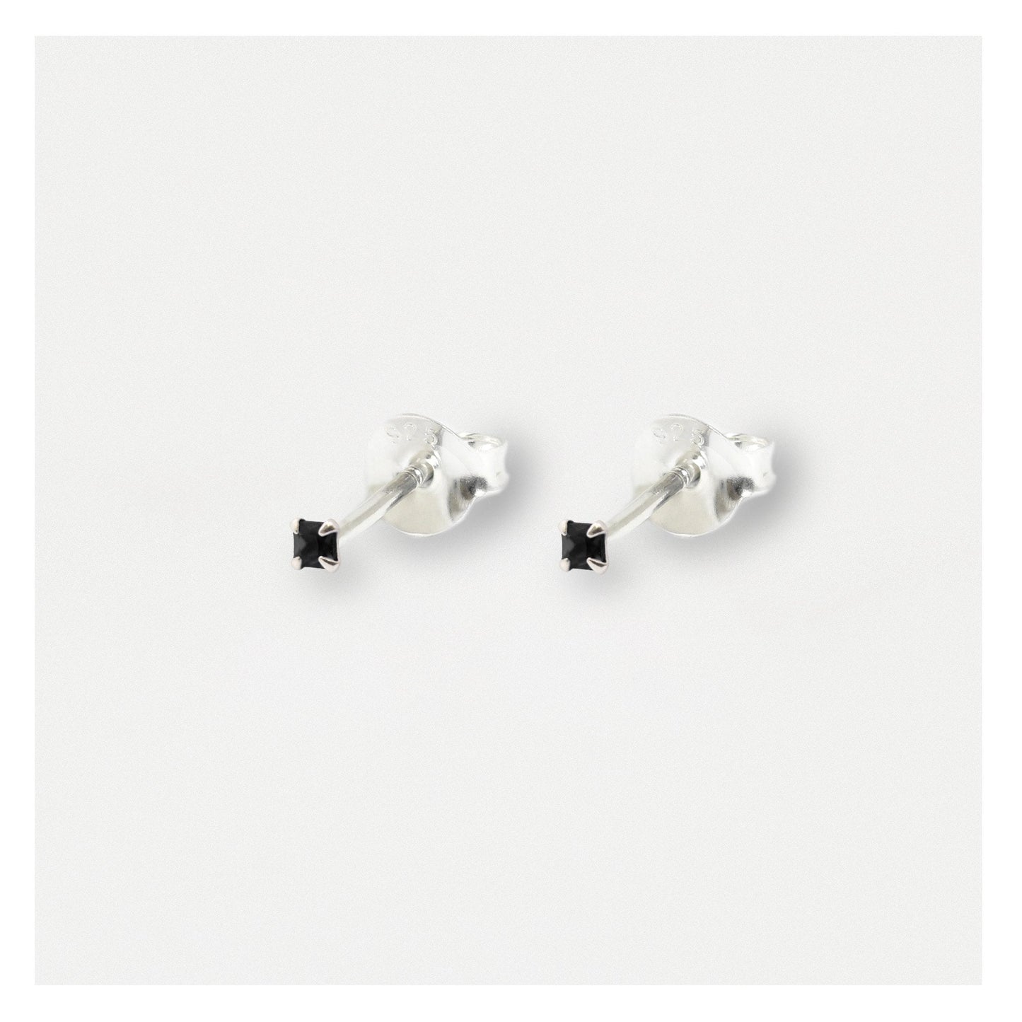 Boxed Silver Square Staple Ear Studs - 2mm