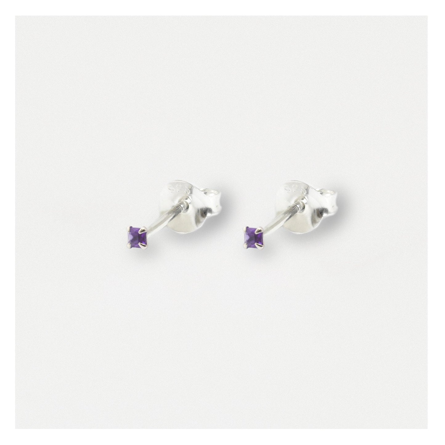 Boxed Silver Square Staple Ear Studs - 2mm