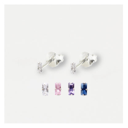 Silver Baguette Stud Earrings