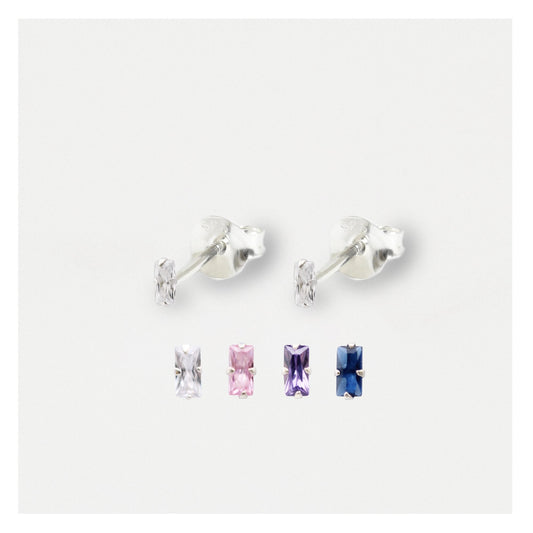 Silver Baguette Stud Earrings