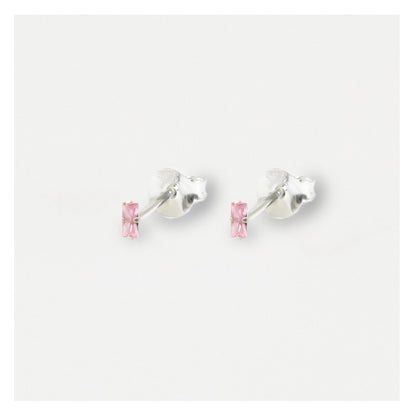 Silver Baguette Stud Earrings