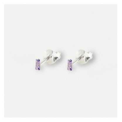 Silver Baguette Stud Earrings