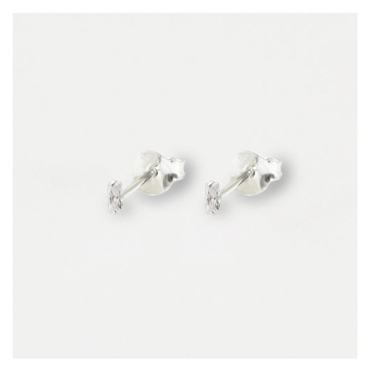 Silver Baguette Stud Earrings