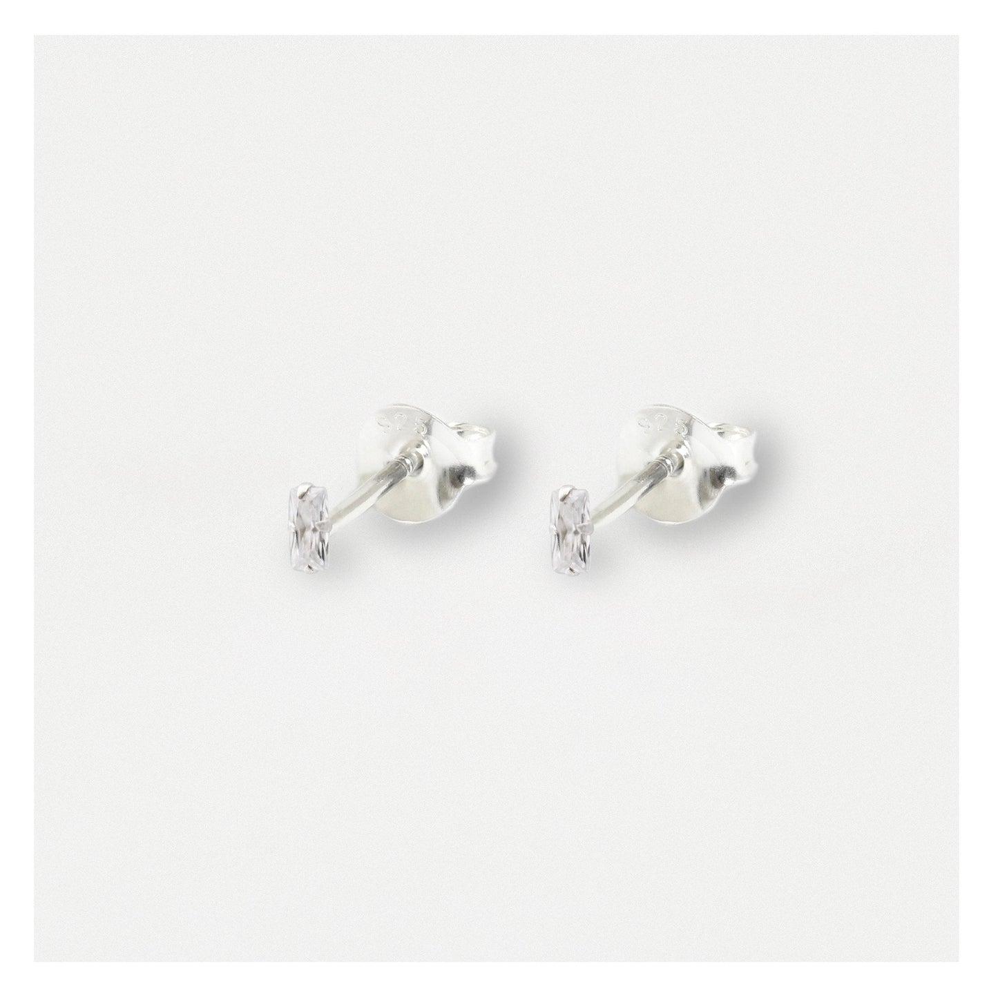 Silver Baguette Stud Earrings
