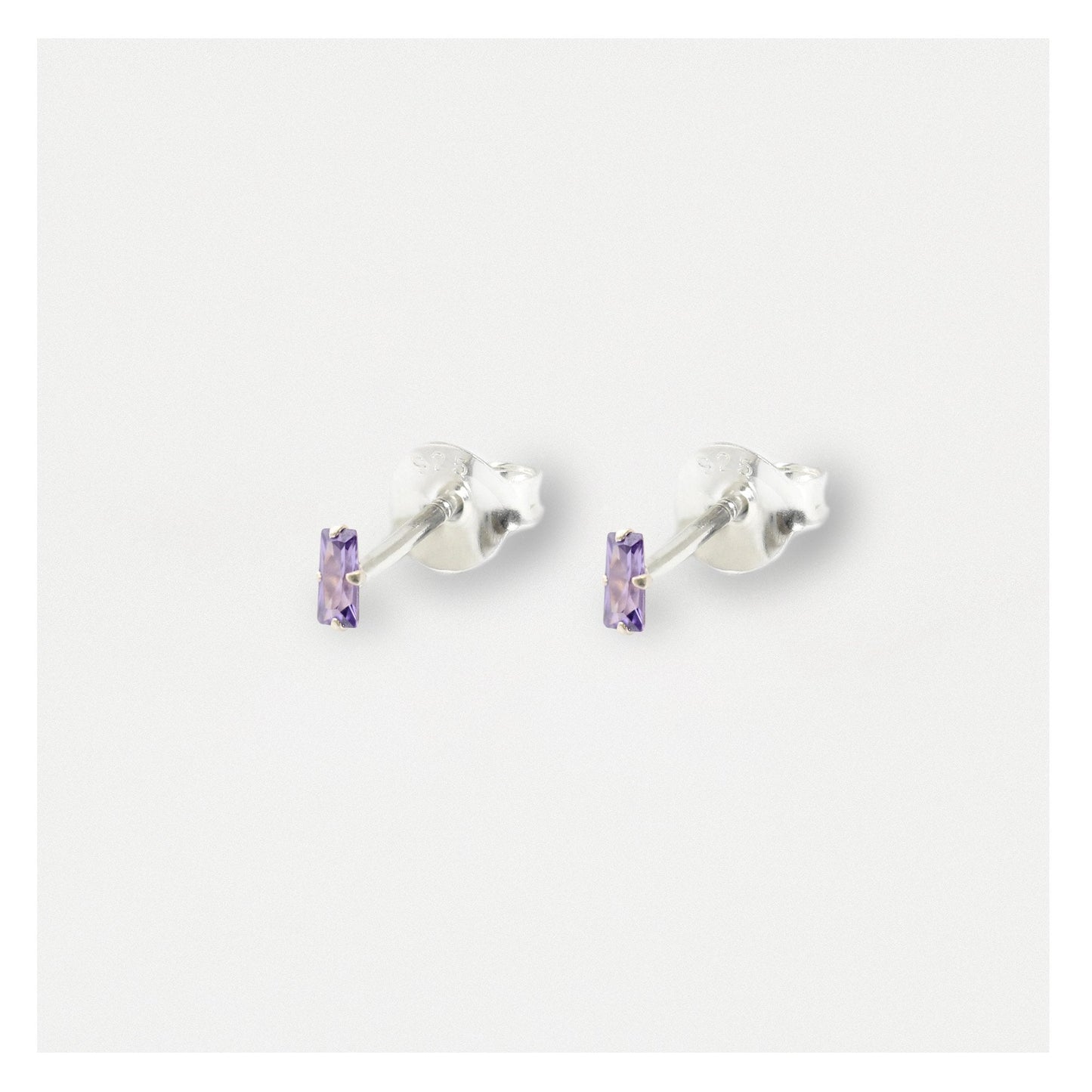 Silver Baguette Stud Earrings