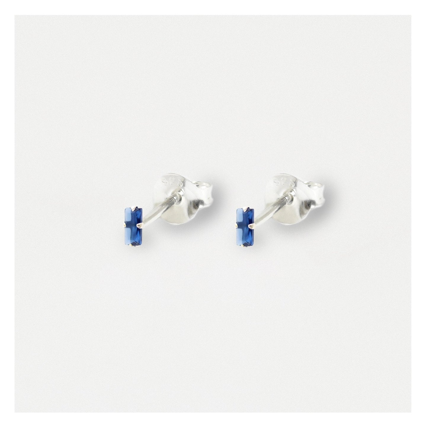 Silver Baguette Stud Earrings