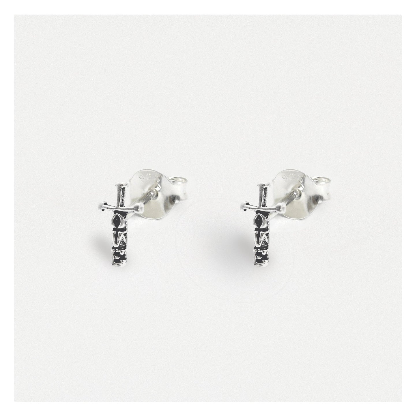 Silver Love Crosses Ear Studs