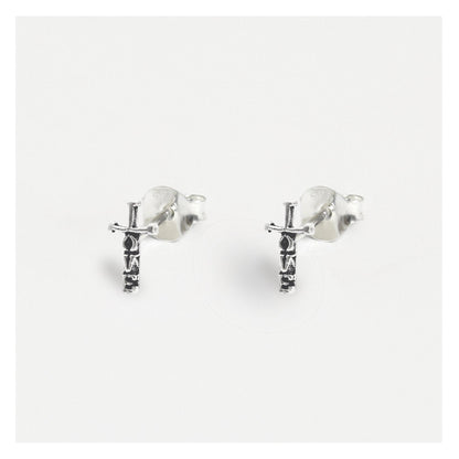 Silver Love Crosses Ear Studs