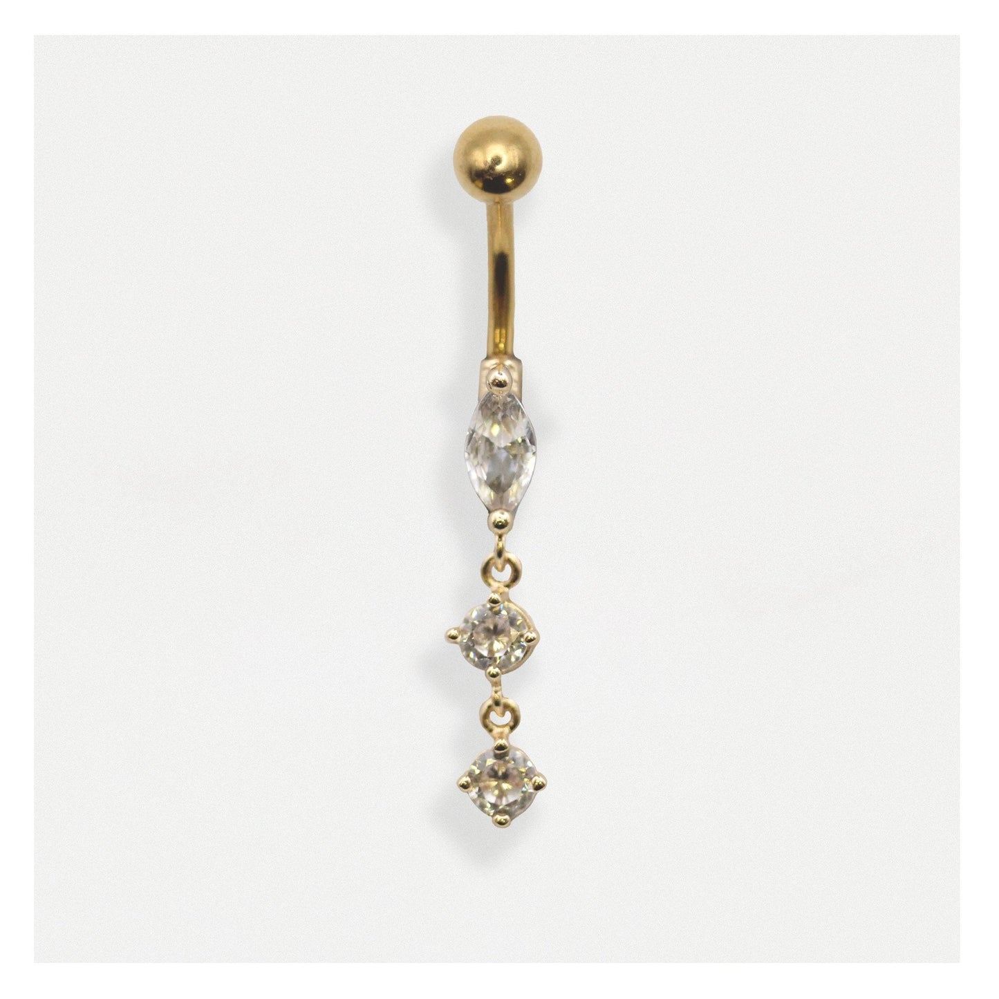 PVD Gold Steel Marquise Majesty Belly Bar