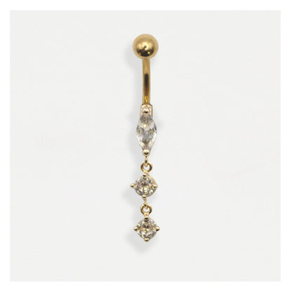 PVD Gold Steel Marquise Majesty Belly Bar