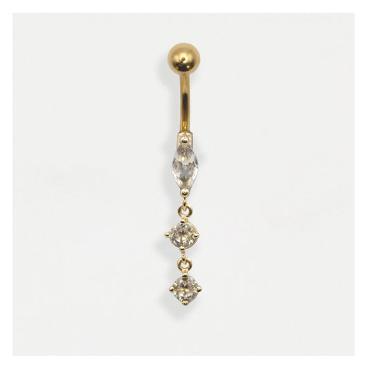 PVD Gold Steel Marquise Majesty Belly Bar