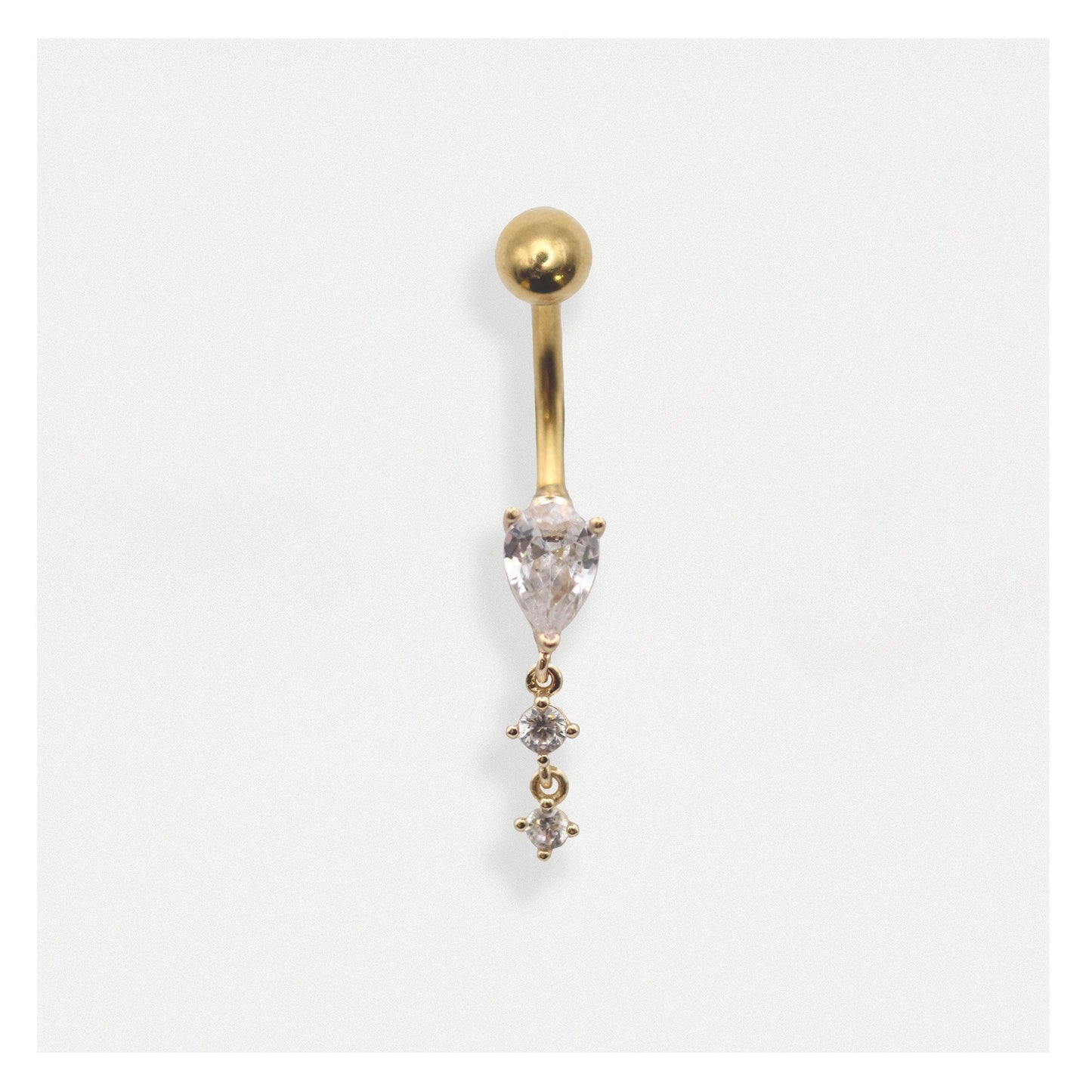 Gold PVD Steel Golden Grace Teardrop Belly Bar