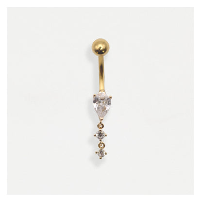 Gold PVD Steel Golden Grace Teardrop Belly Bar