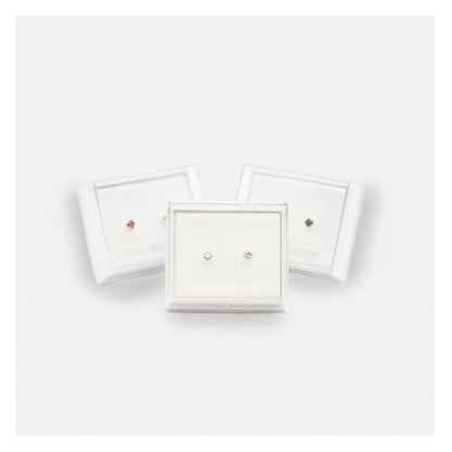 Boxed Silver Classic Round Ear Studs - 3mm
