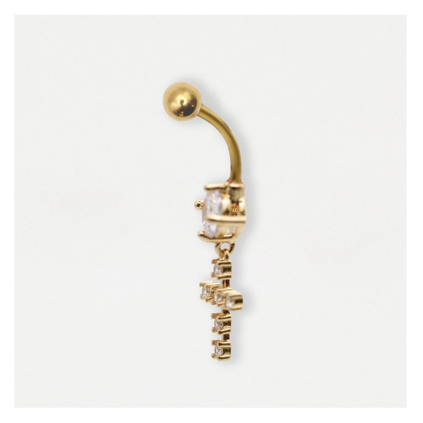 PVD Gold Steel Byzantine Cross Belly Bar