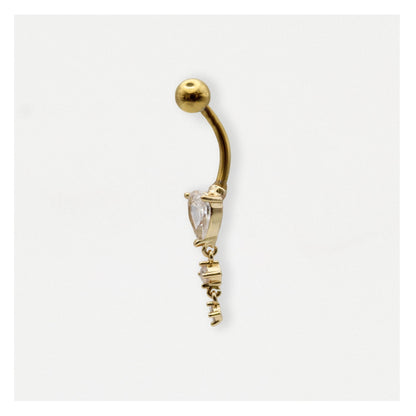 Gold PVD Steel Golden Grace Teardrop Belly Bar