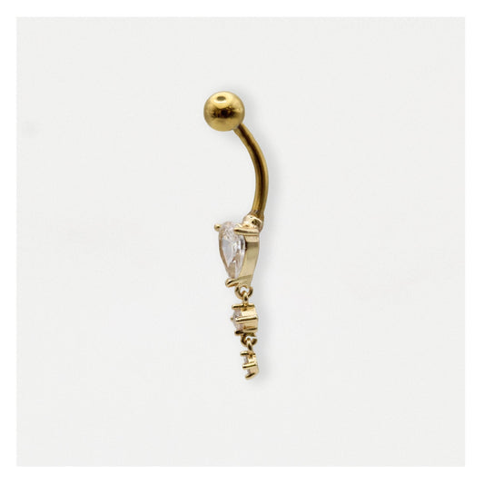 Gold PVD Steel Golden Grace Teardrop Belly Bar