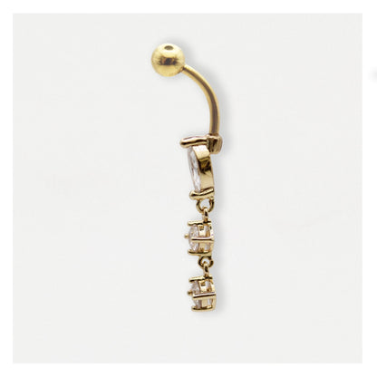 PVD Gold Steel Marquise Majesty Belly Bar