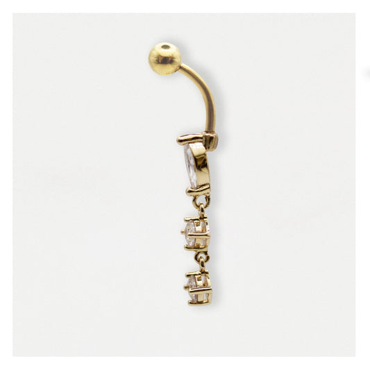 PVD Gold Steel Marquise Majesty Belly Bar