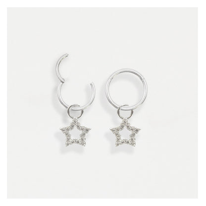 Steel Hinged Segment Ring with Icy Star Dangle - 1.2mm