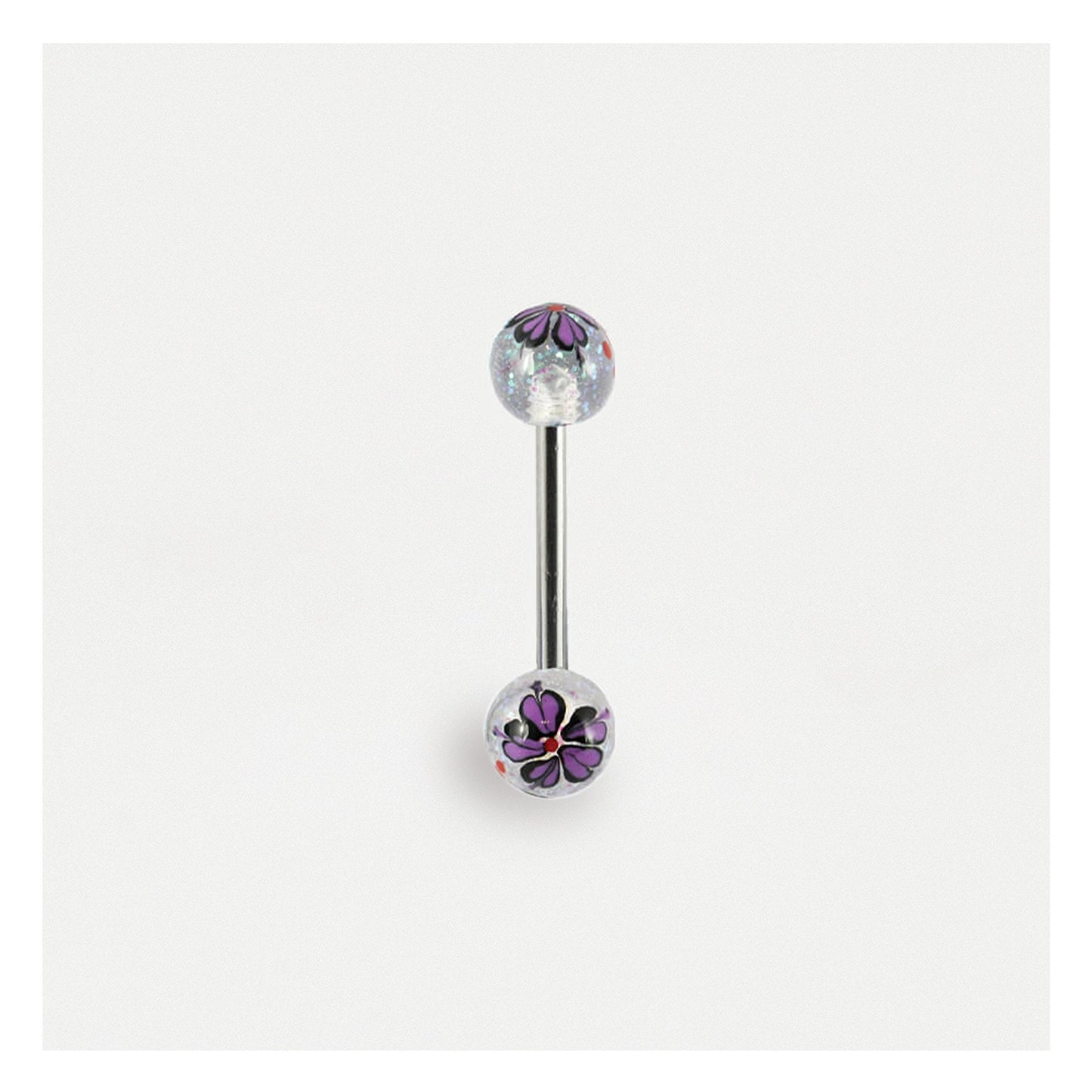 Glittery Flower Straight Barbell