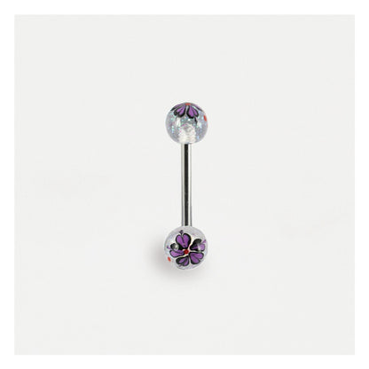 Glittery Flower Straight Barbell