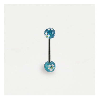 Glittery Flower Straight Barbell