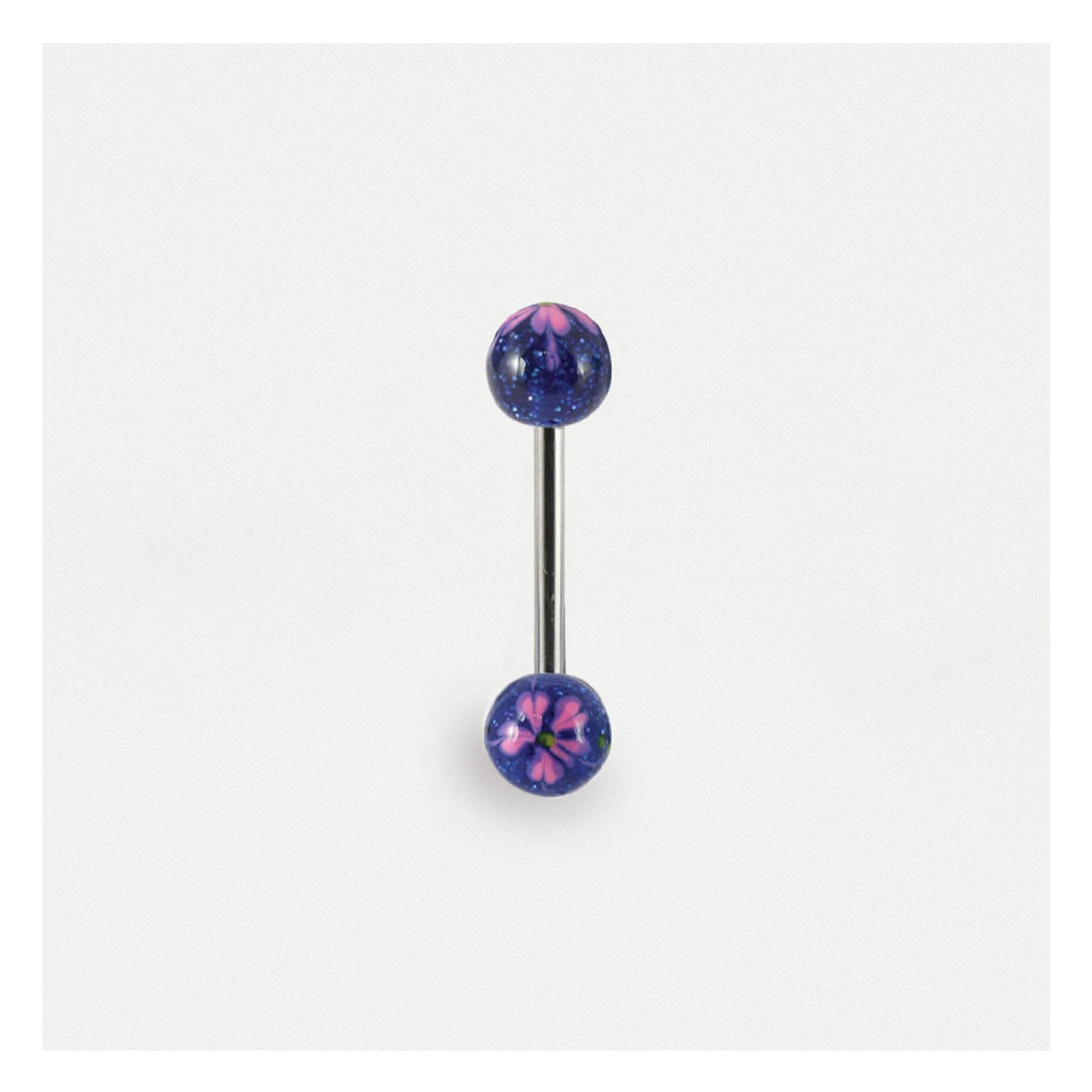 Glittery Flower Straight Barbell