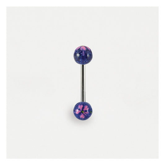 Glittery Flower Straight Barbell