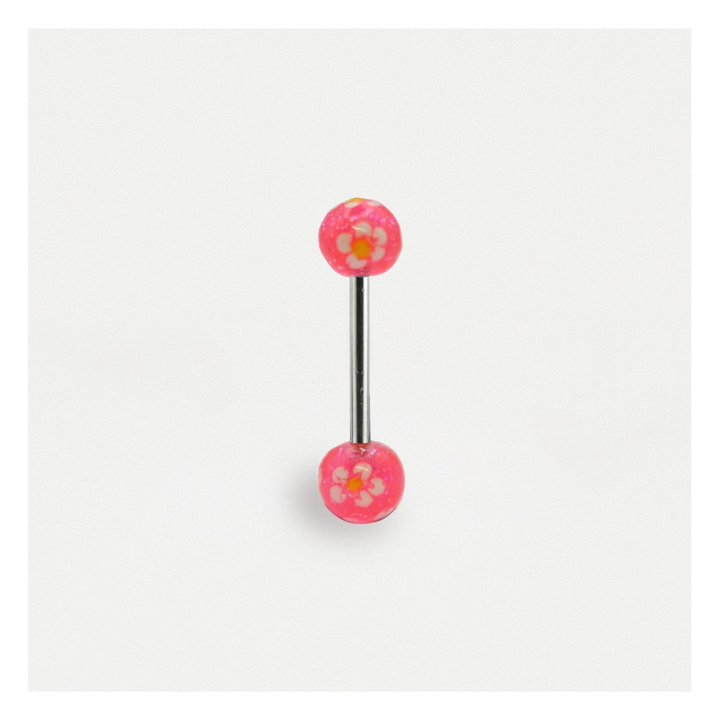 Glittery Flower Straight Barbell
