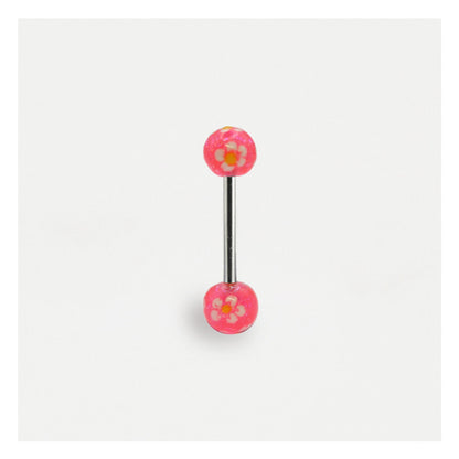 Glittery Flower Straight Barbell