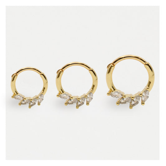 Gold PVD Steel Marquise Marvel Segment Ring - 1.2mm