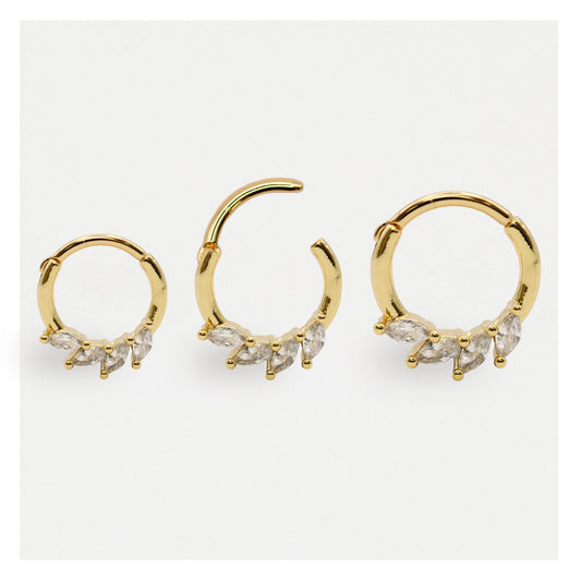 Gold PVD Steel Marquise Marvel Segment Ring - 1.2mm