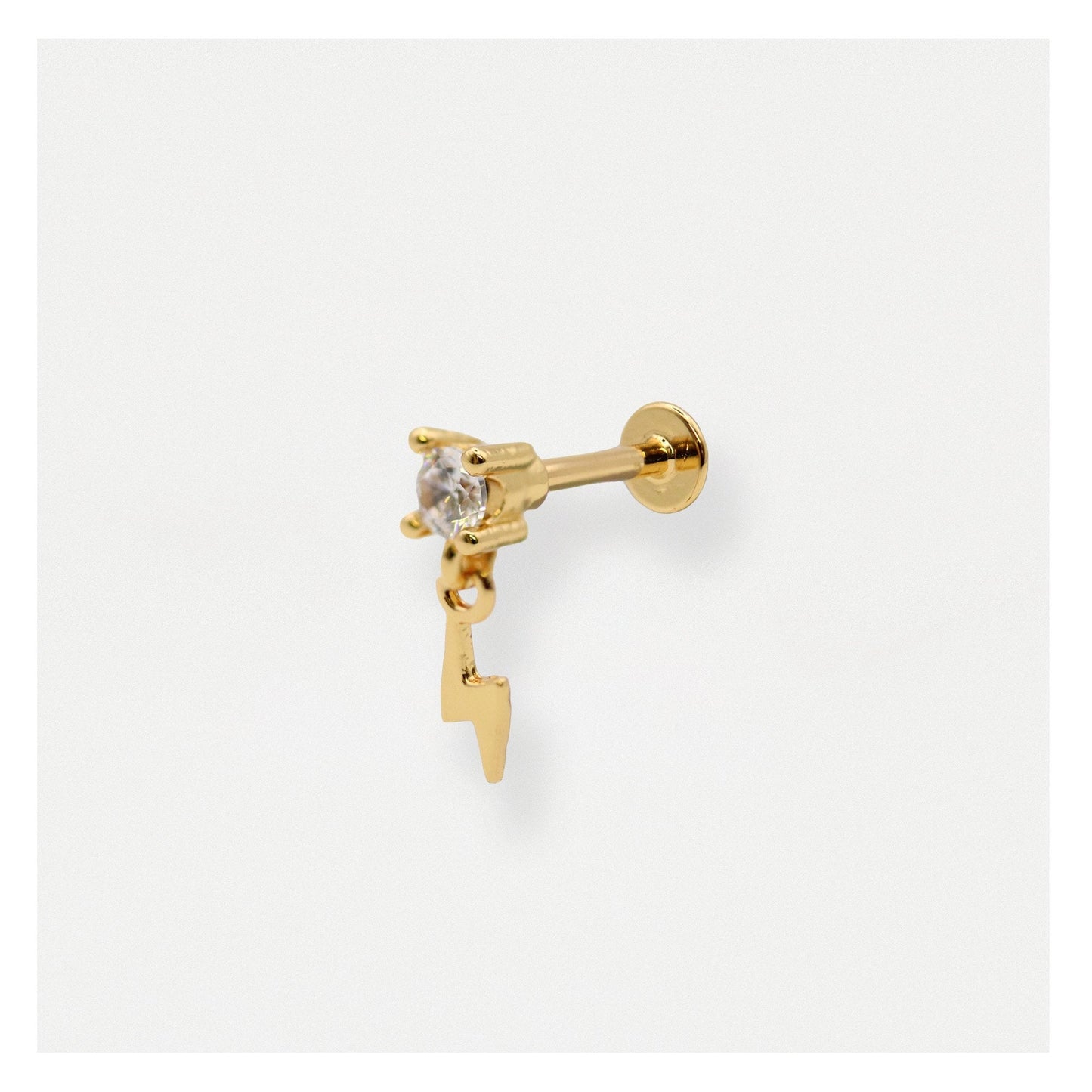 Gold PVD Steel Lightning Strike Dangly Labret