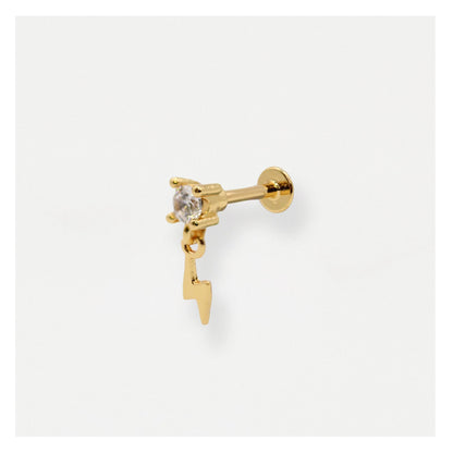 Gold PVD Steel Lightning Strike Dangly Labret