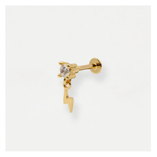 Gold PVD Steel Lightning Strike Dangly Labret