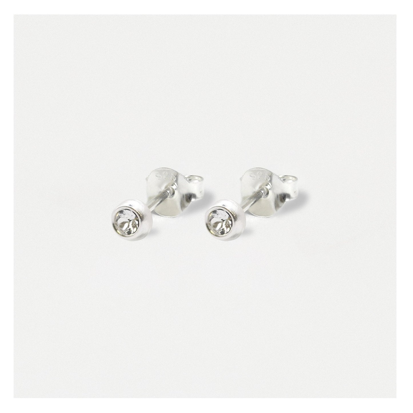 Silver Radiant Birthstone Ear Studs - 4mm