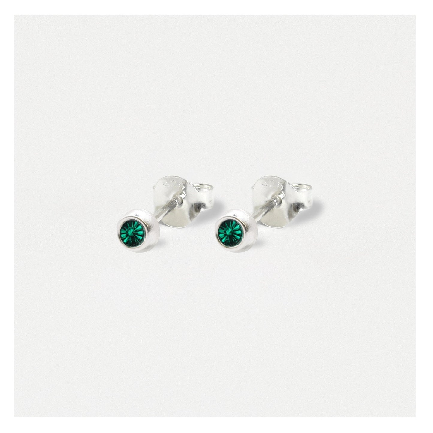 Silver Radiant Birthstone Ear Studs - 4mm