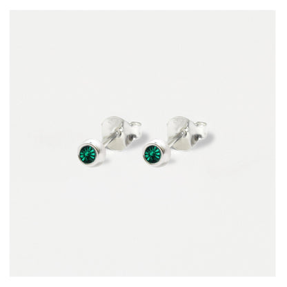 Silver Radiant Birthstone Ear Studs - 4mm