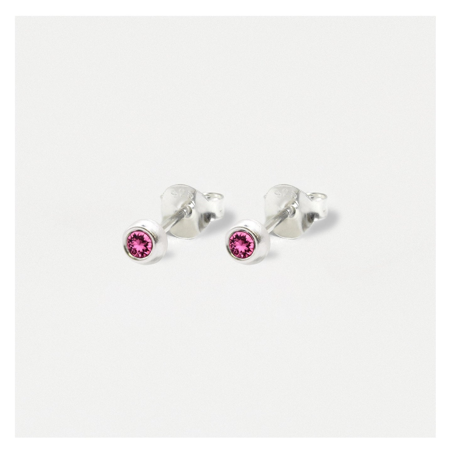 Silver Radiant Birthstone Ear Studs - 4mm
