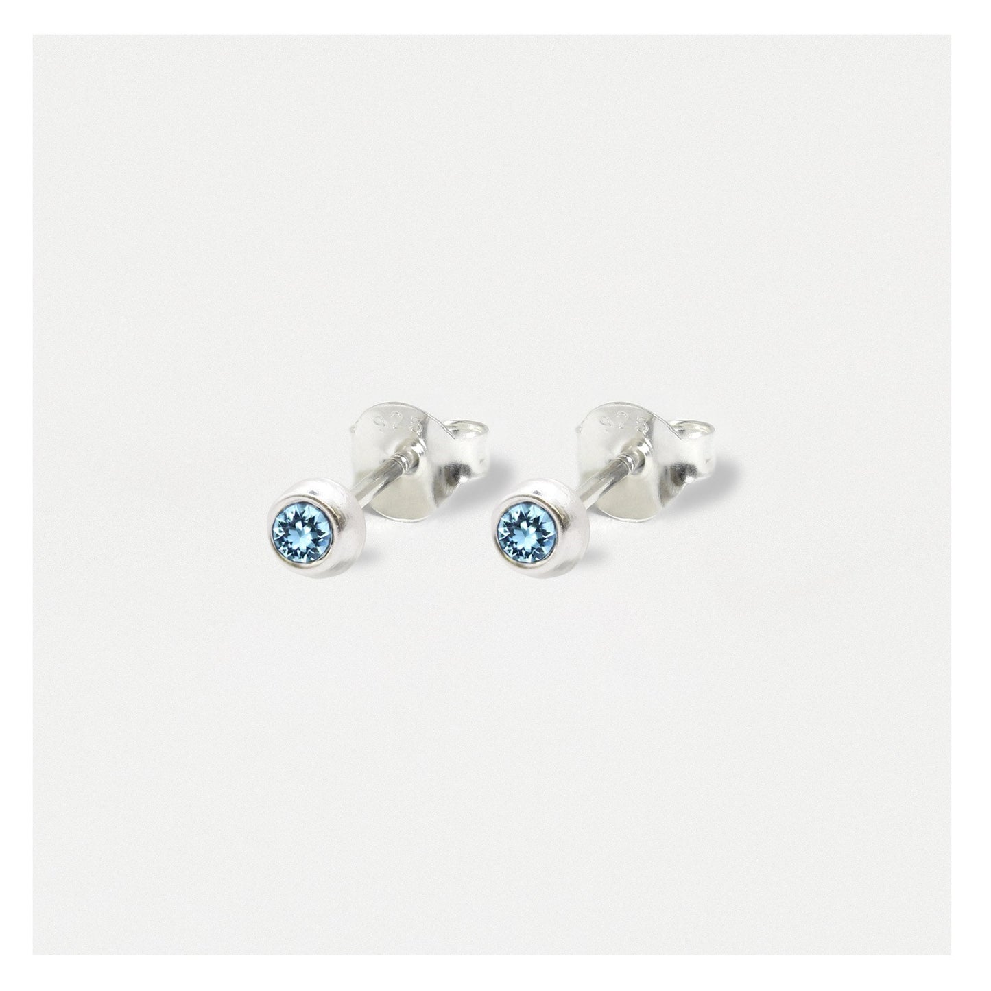 Silver Radiant Birthstone Ear Studs - 4mm