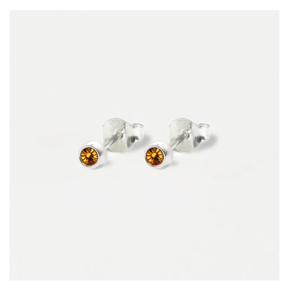 Silver Radiant Birthstone Ear Studs - 4mm